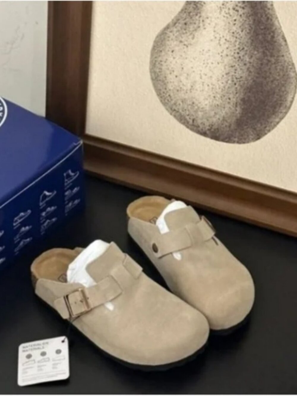 New Birkenstock Sandals Boston taupe suede mule clogs womens Slipper